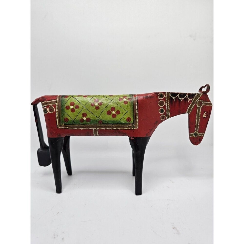 Retro Folk Art‎ Metal Steel Horse Hand Painted primitive figure Approx. 9"L 5"H